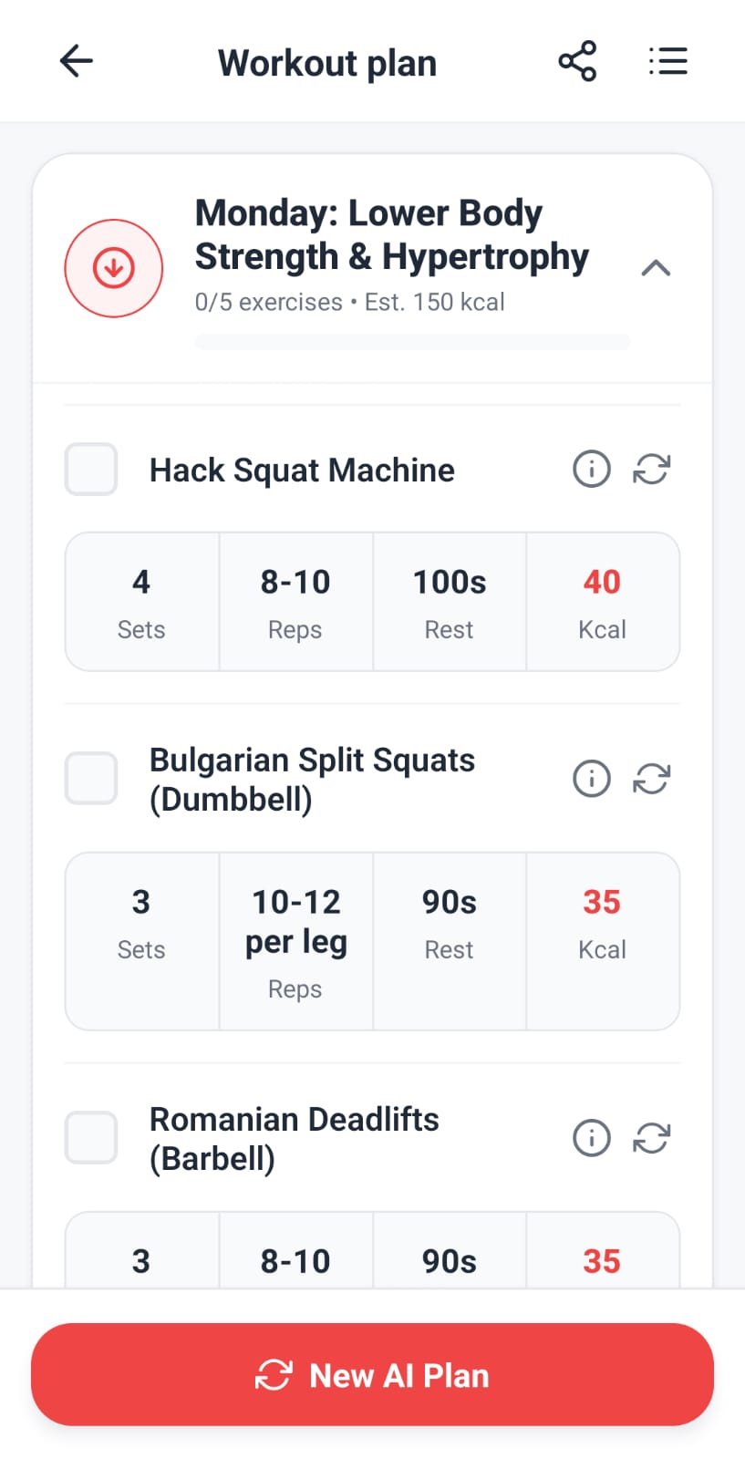 Workout Interface